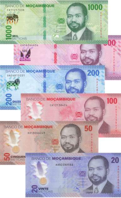 Mosambik Set p155a bis p160a 20 bis 1000 Meticais 2024